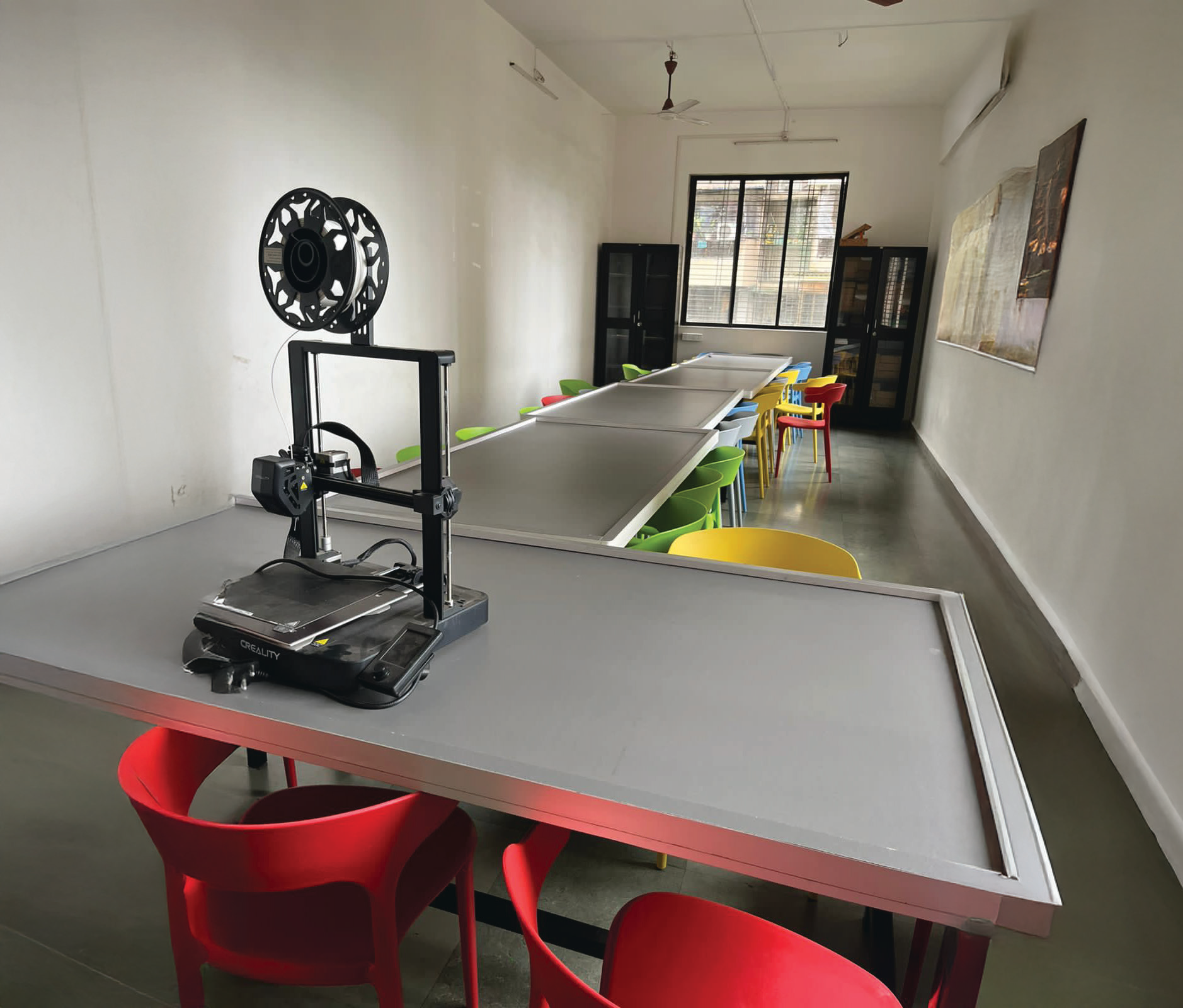 Students using robots in the robotics lab